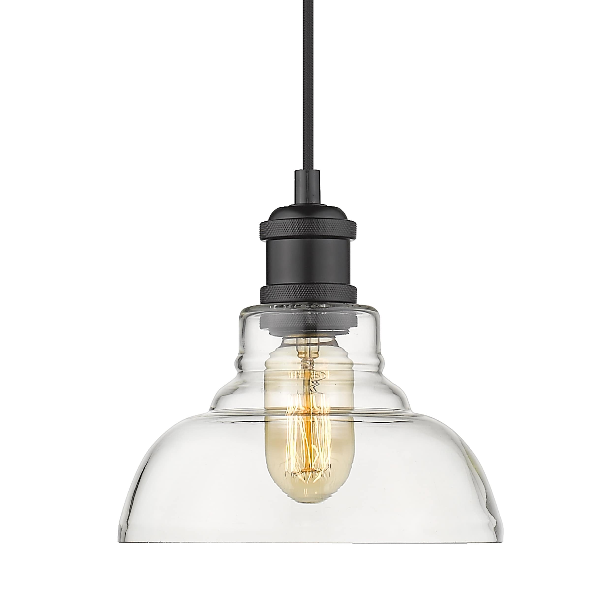 Carbon Loft Barton 1 Light Black Pendant With Clear Glass Shade