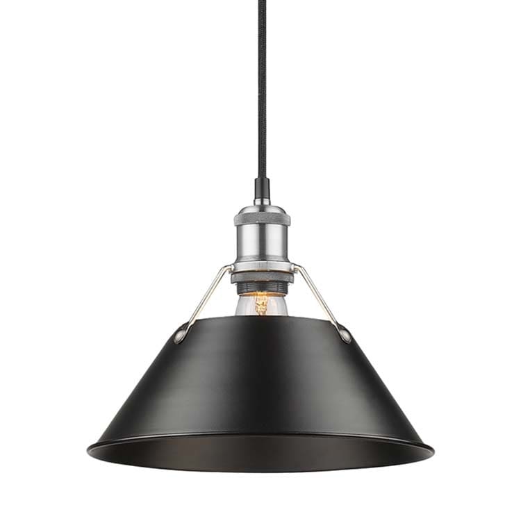 Golden Lighting Orwell Pw Pewter Black Shade 10 Inch 1 Light Pendant