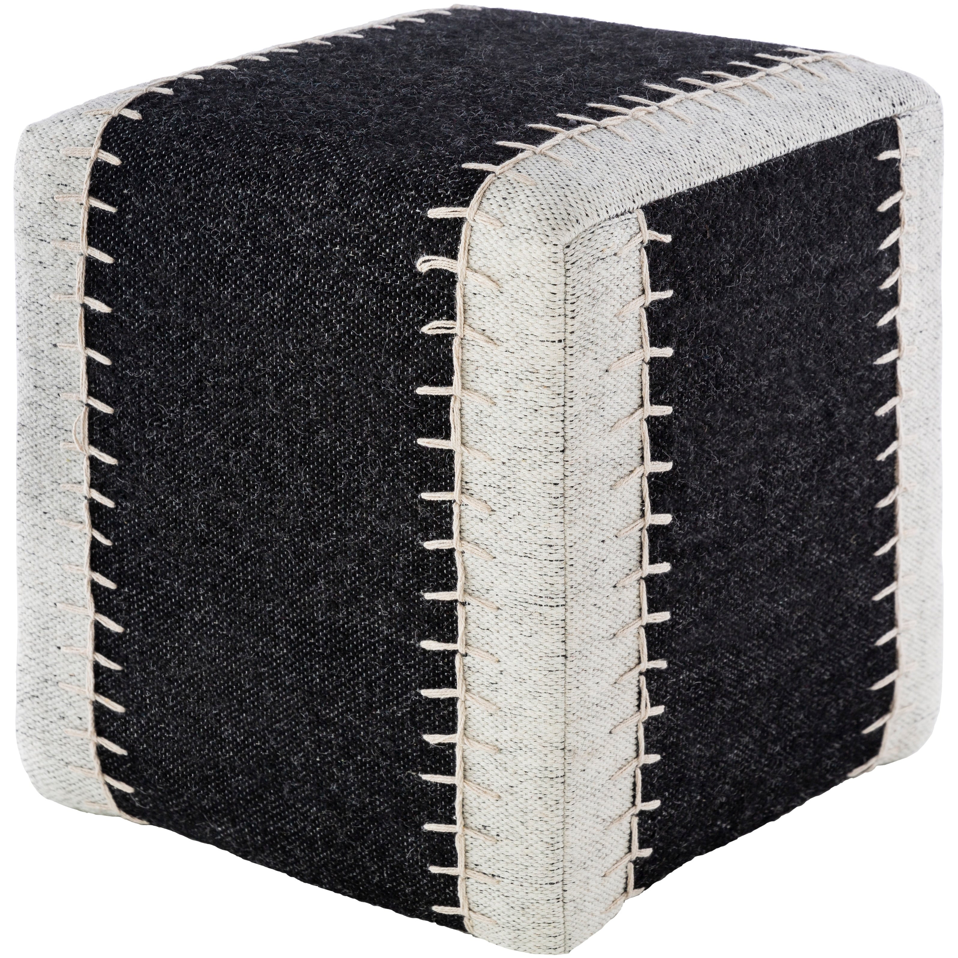 Yianni Farmhouse Stripe 16 Inch Square Pouf