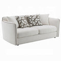 Yoda Loveseat With 4 Pillows Foam Beige Chenille Brown Trim 73 Inch