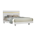 Yoki Full Size Bed W Underbed Led Acrylic Gold Trim White Frame