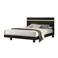 Yoki Queen Size Bed W Underbed Led Acrylic Gold Trim Black Frame