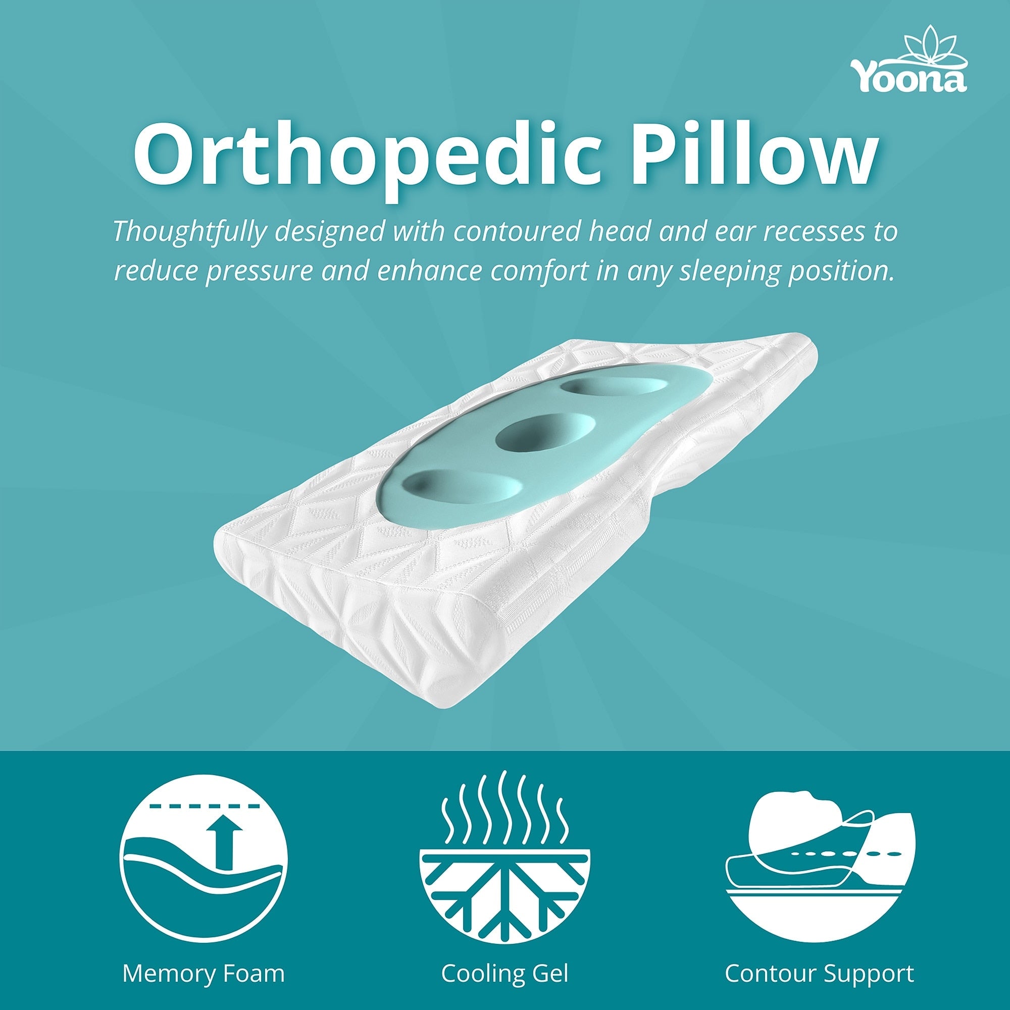 Yoona Memory Foam Orthopedic Cervical Contour Pillow N A