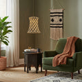 Yori 1 Light Rattan Hourglass Pendant Coastal Boho Handwoven 14 Wide