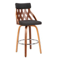 York Mid Century Modern 26 Counter Stool In Walnut And Fabric