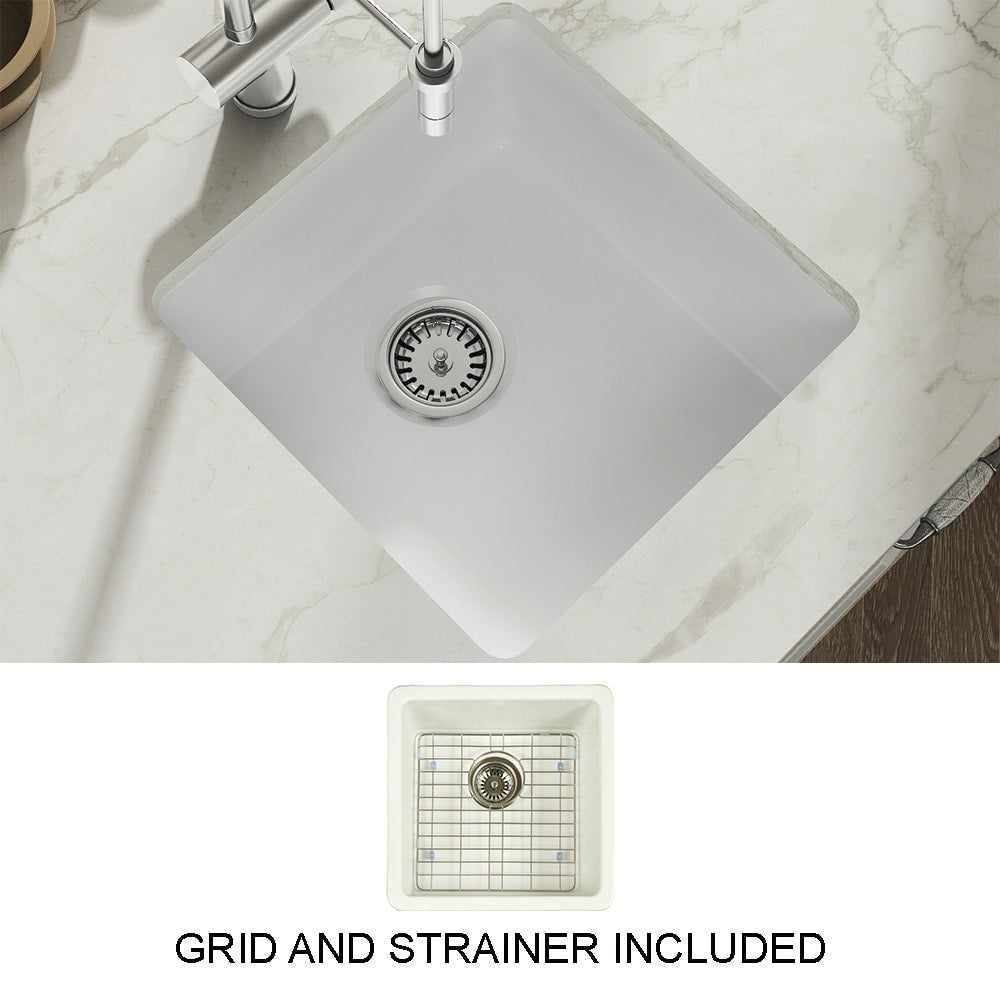 Yorkshire Fireclay 17 Square Undermount Bar Sink With Strainer