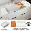 Yorkshire Fireclay Farmhouse Single Bowl Kitchen Sink With Strainer