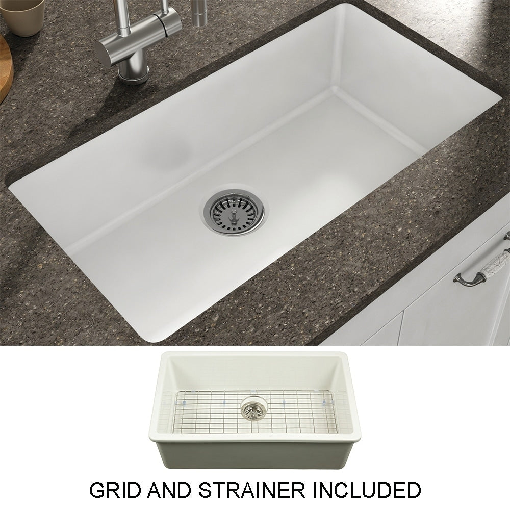 Yorkshire Fireclay 31.5 X 18.3 Single Bowl Undermount Kitchen Sink With Strainer
