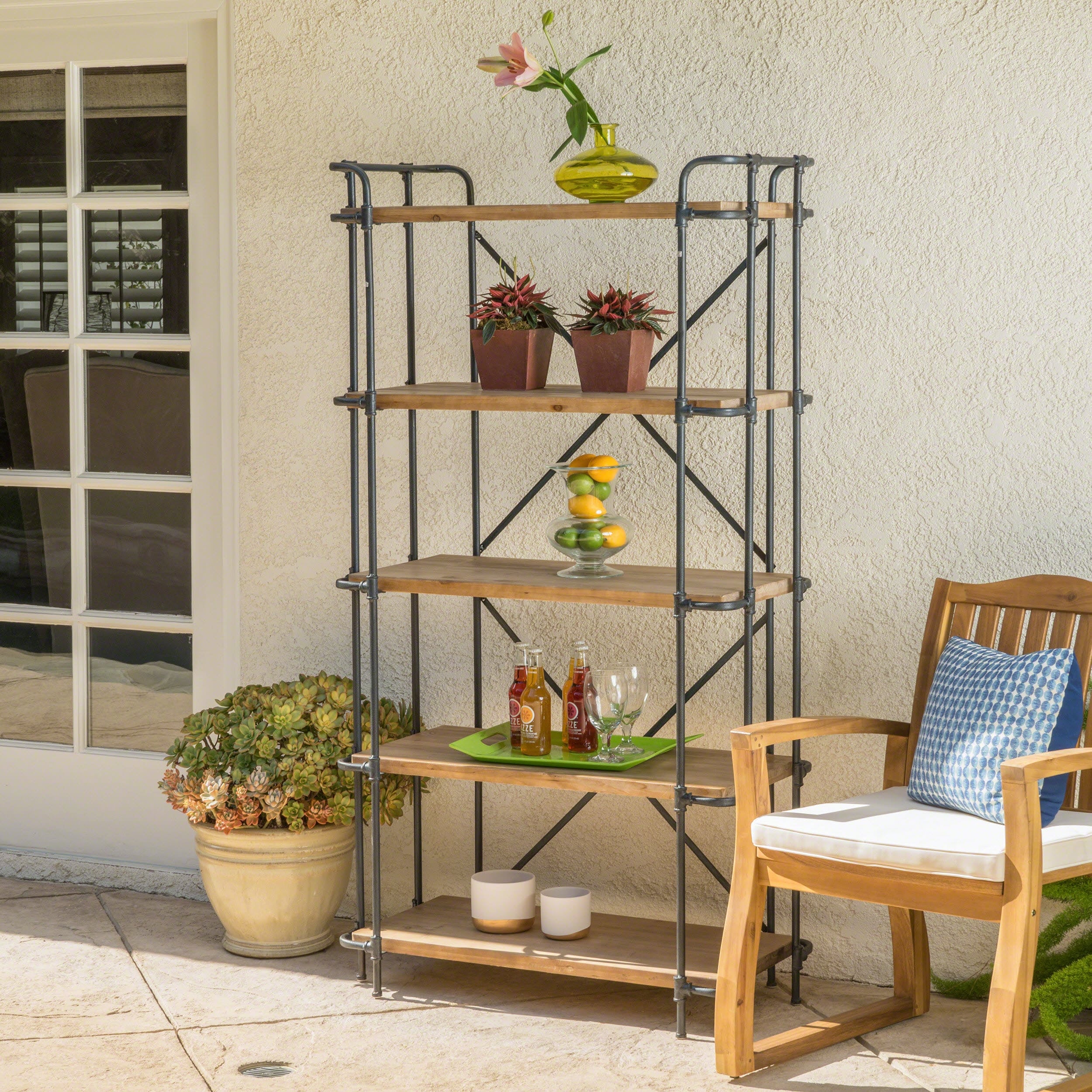 Yorktown 5 Shelf Industrial Etagere Bookcase By Christopher Knight Home