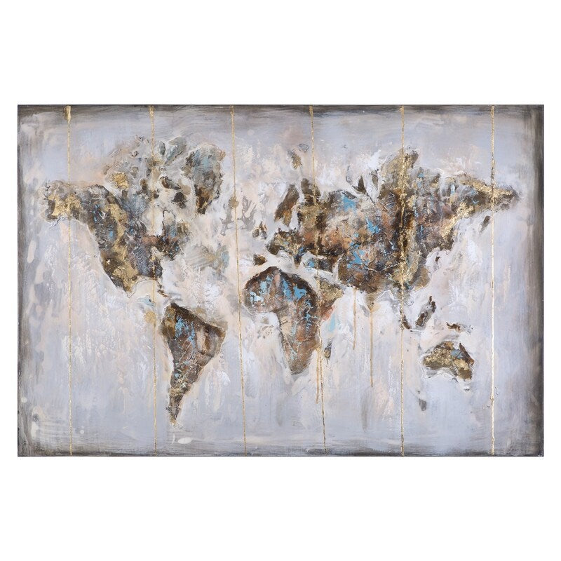 Yosemite Home Decor Map In Neutrals Original Hand Painted Wall Art