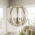 Yosemite Home Decor Satin Brass Metal Stainless Steel Globe 4 Light Chandelier