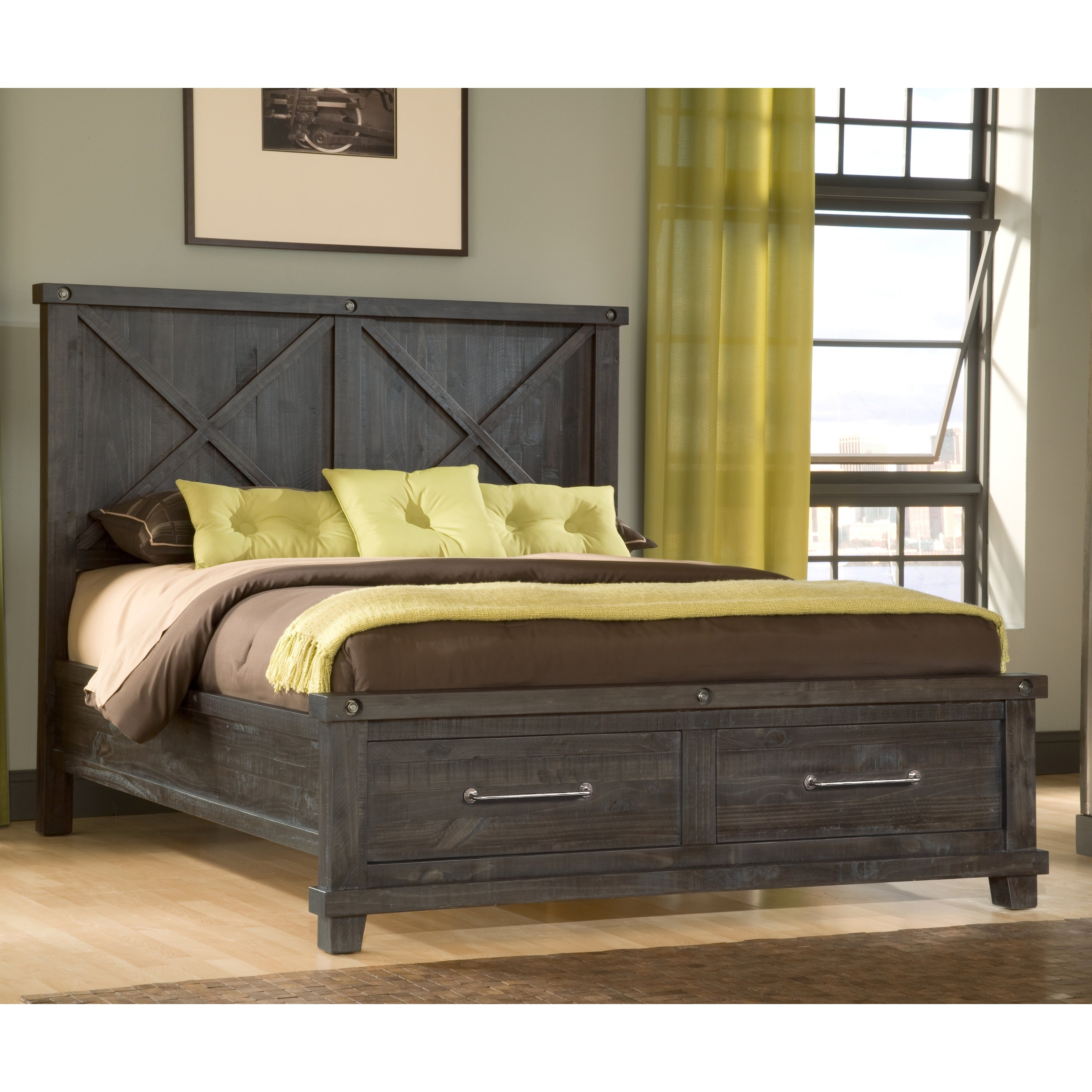 Yosemite Solid Wood Footboard Storage Bed In Cafe