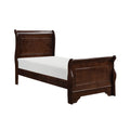 Yoshi Twin Sleigh Bed Molded Frame Louis Philippe Style Cherry Brown