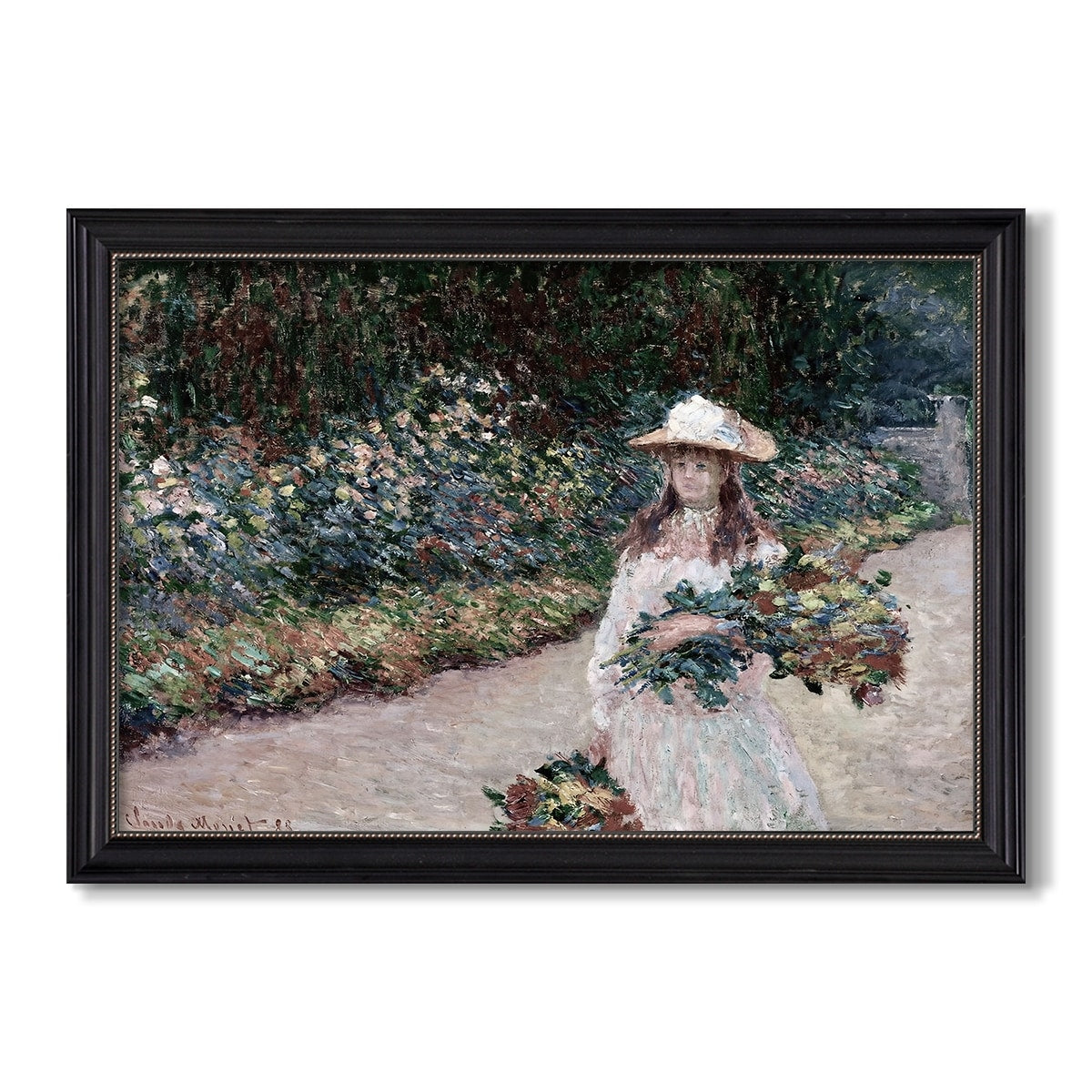 Young Girl In The Garden At Giverny 1888 Claude Monet Custom Framed Canvas