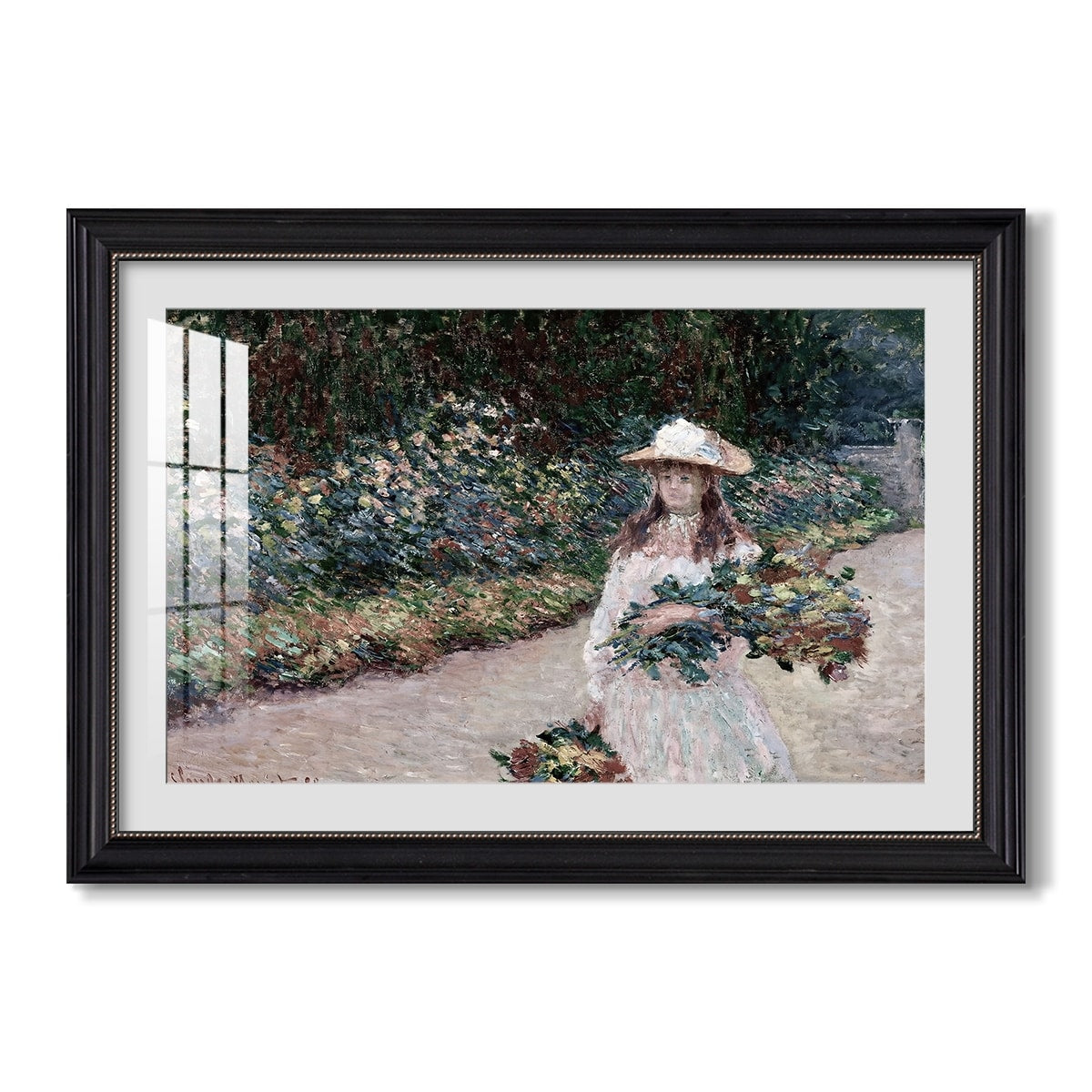 Young Girl In The Garden At Giverny 1888 Claude Monet Custom Framed Print