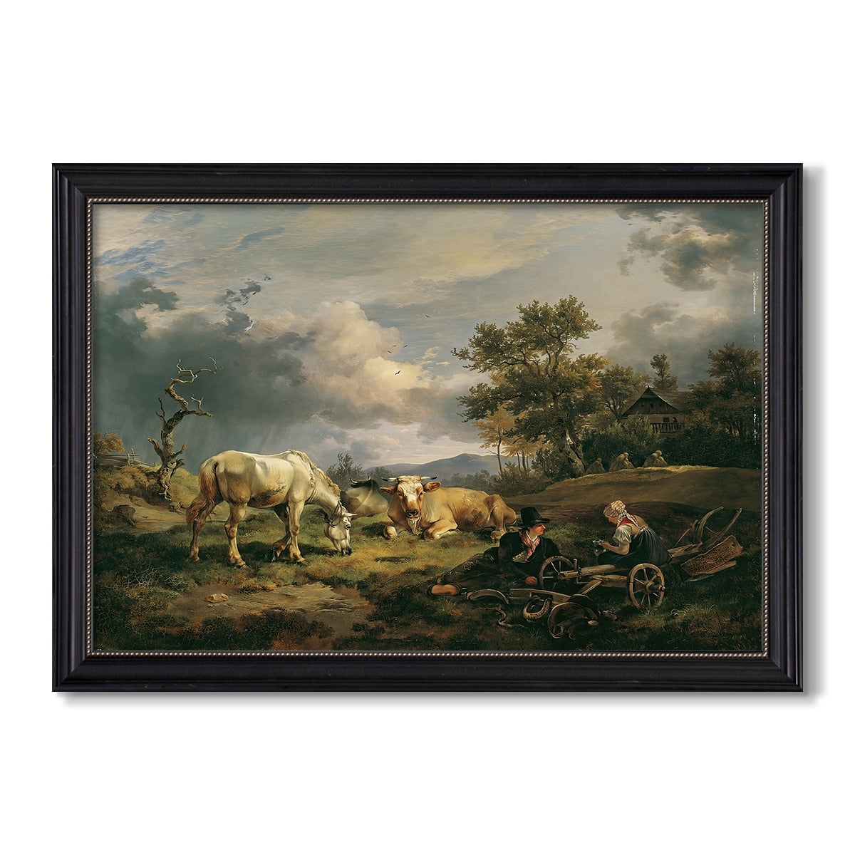 Young Peasant Couple Resting 1829 Friedrich Gauermann Custom Framed Canvas