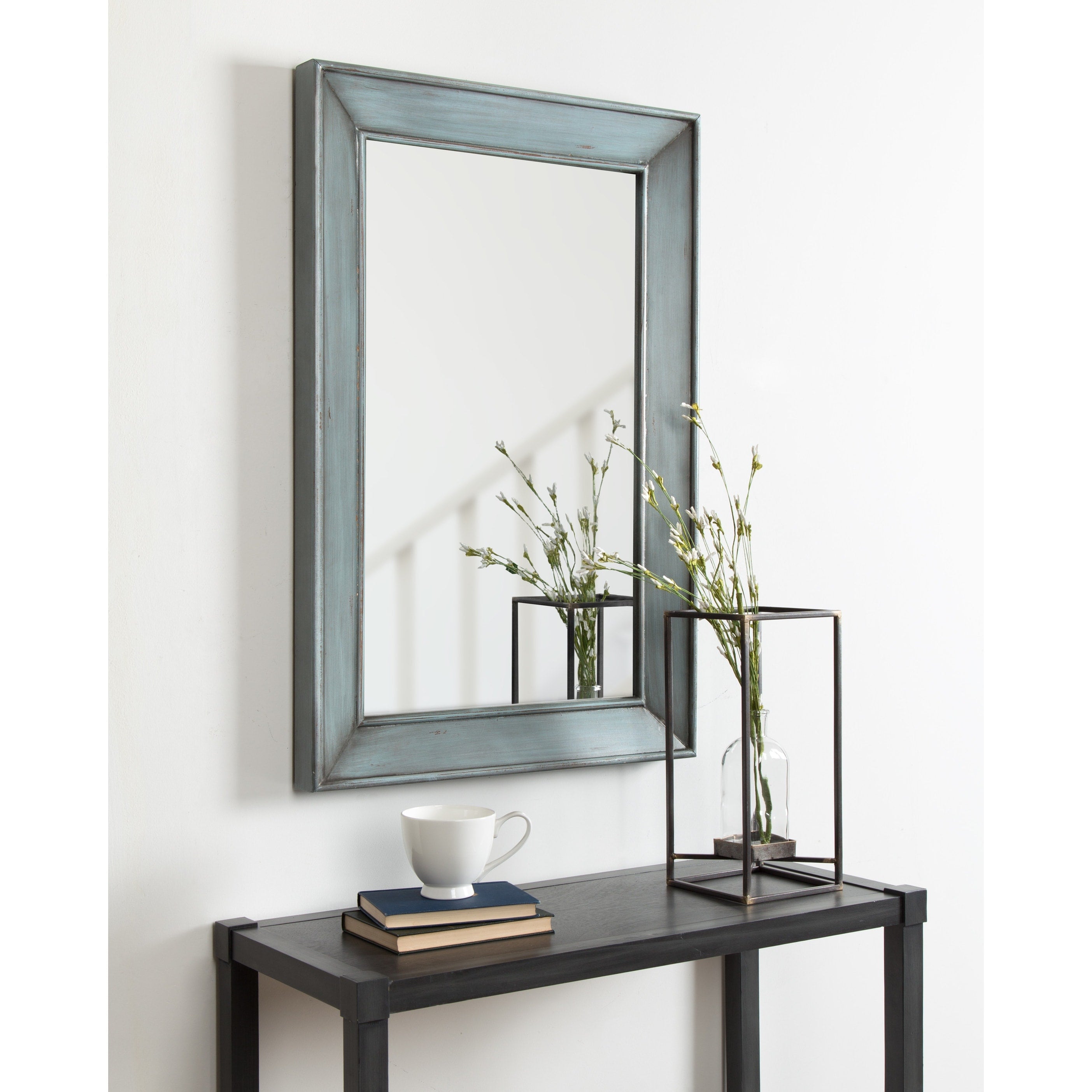 Yuda Wooden Rectangle Framed Wall Mirror 23.5 X 35 Blue