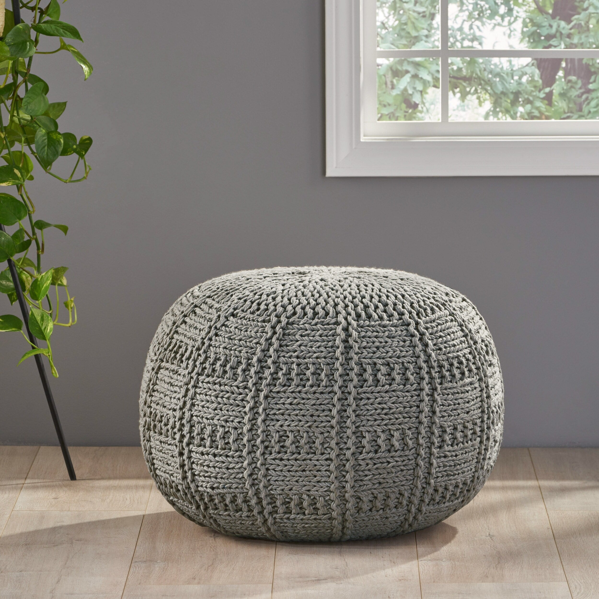 Christopher Knight Home Yuny Round Fabric Ottoman Pouf