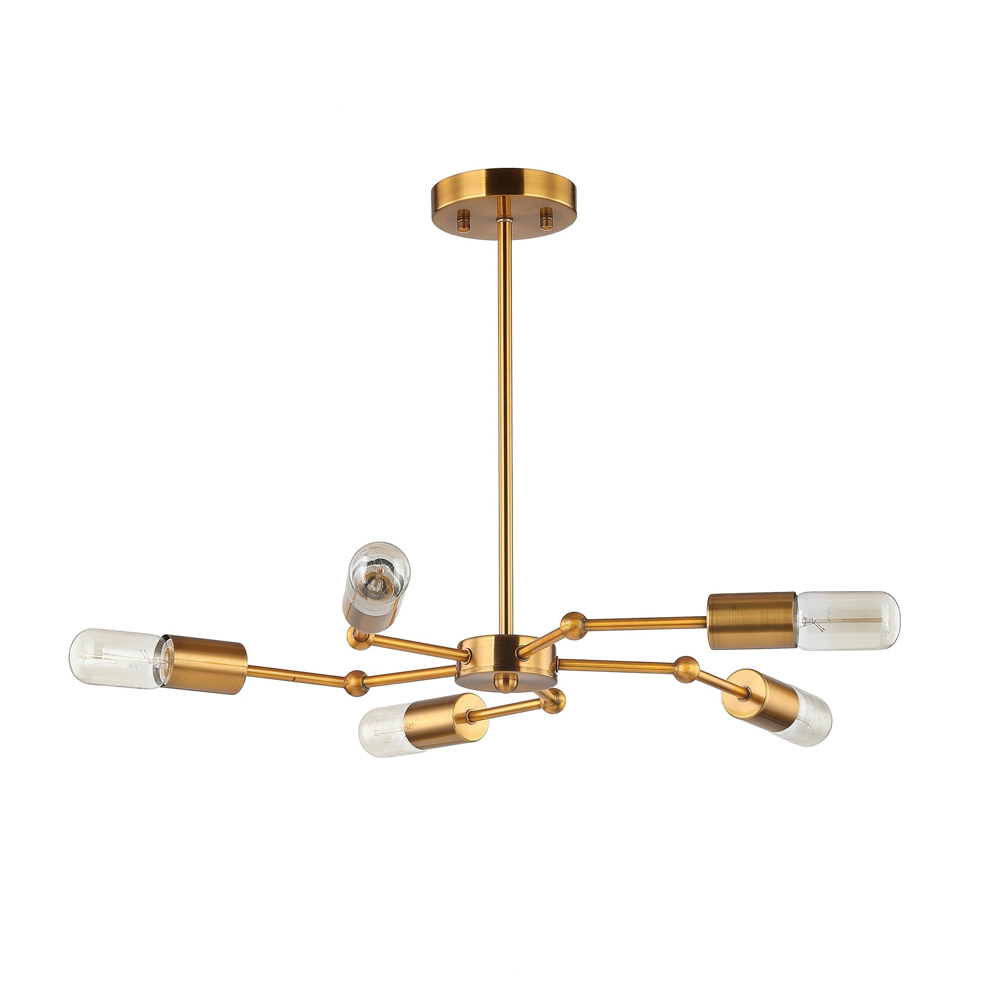 Yuyor 5 Light Brass Single Tier Chandelier Elbowed Rods Includes Edison Bulbs N A
