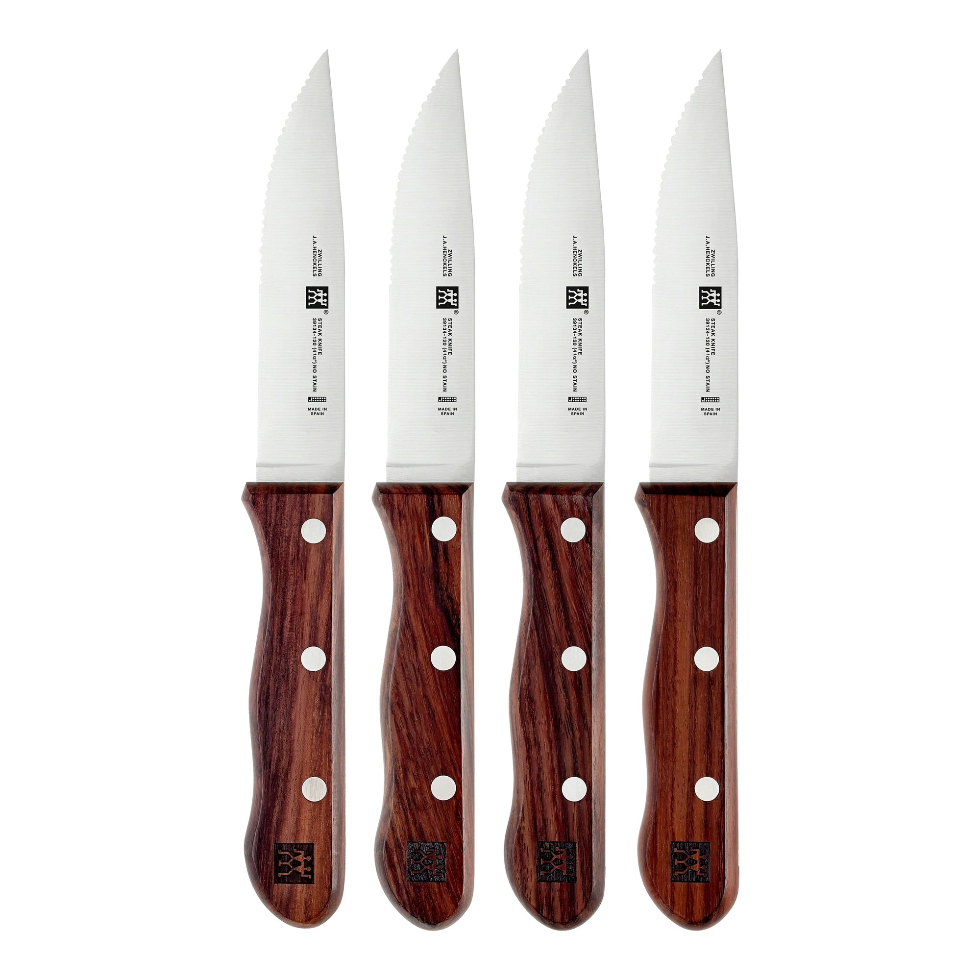 Zwilling J.A. Henckels 4 Pc Steakhouse Steak Knife Set With Storage Case Brown Stainless Steel