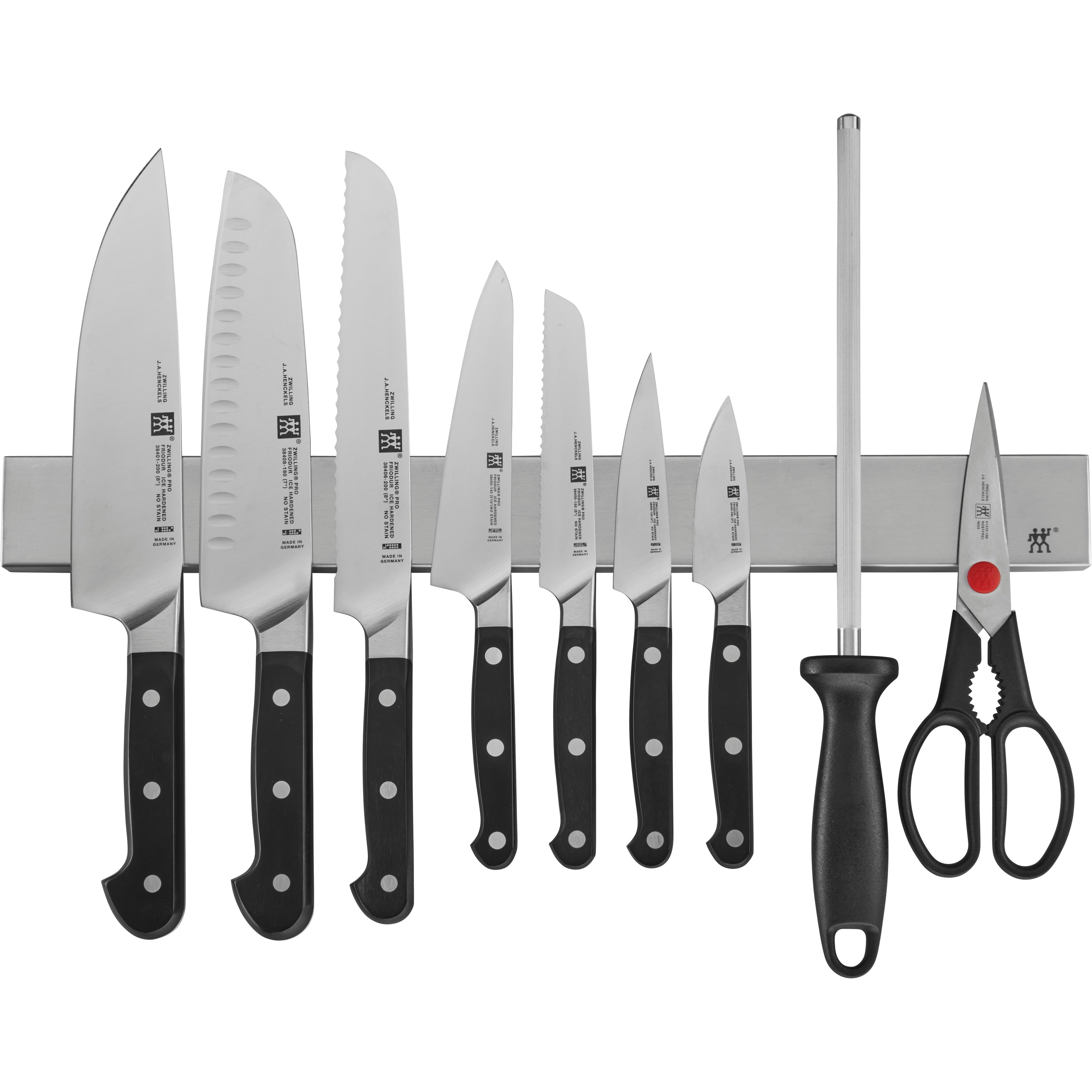 Zwilling Pro 10 Pc Knife Set With 17.5 Stainless Magnetic Knife Bar