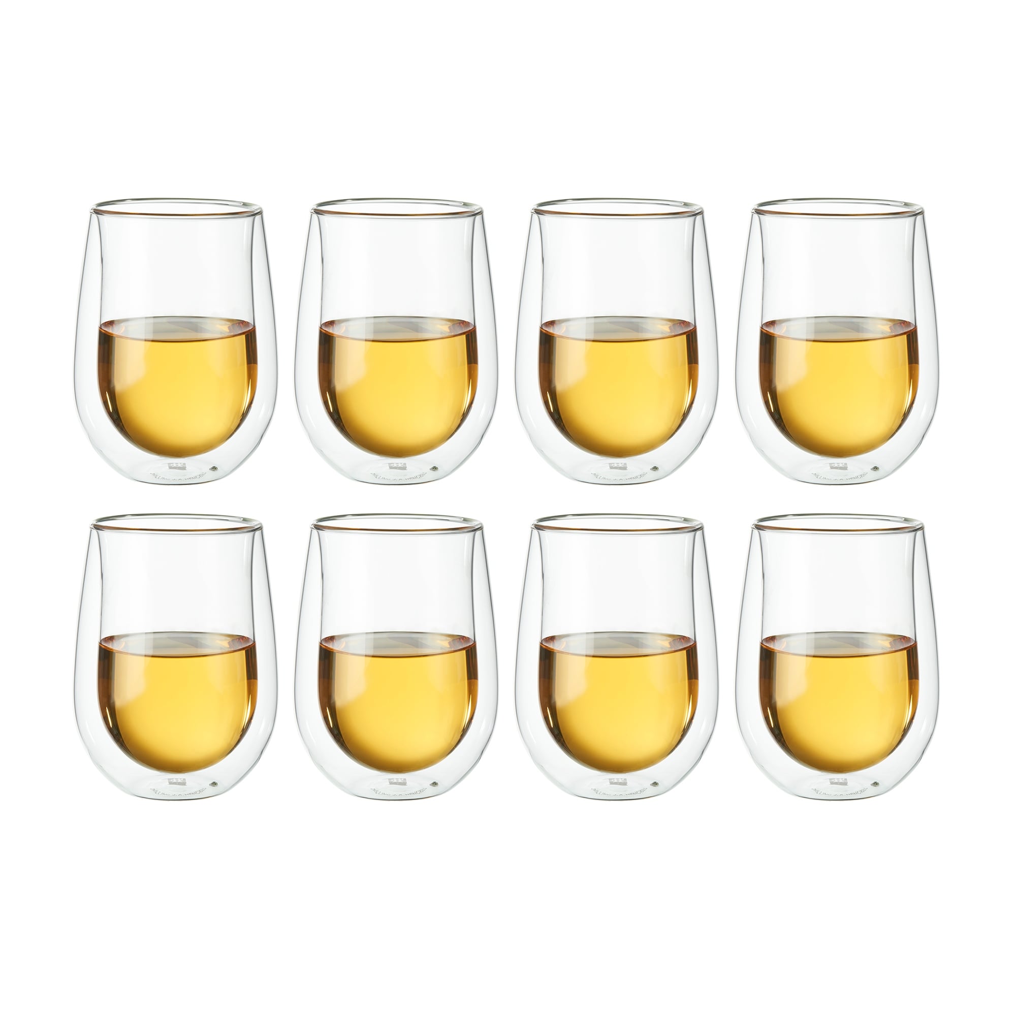 Zwilling Sorrento 8 Pc Double Wall White Wine Stemless Glass Set