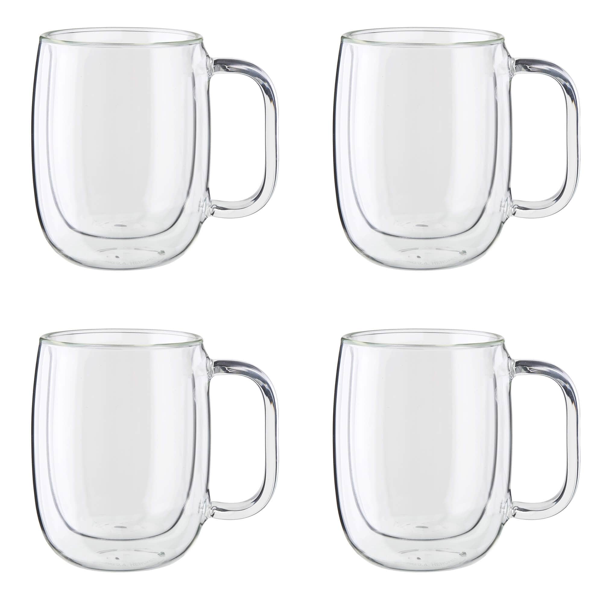 Zwilling Sorrento Plus 4 Pc Double Wall Glass Coffee Mugs Insulated Coffee Mug Clear