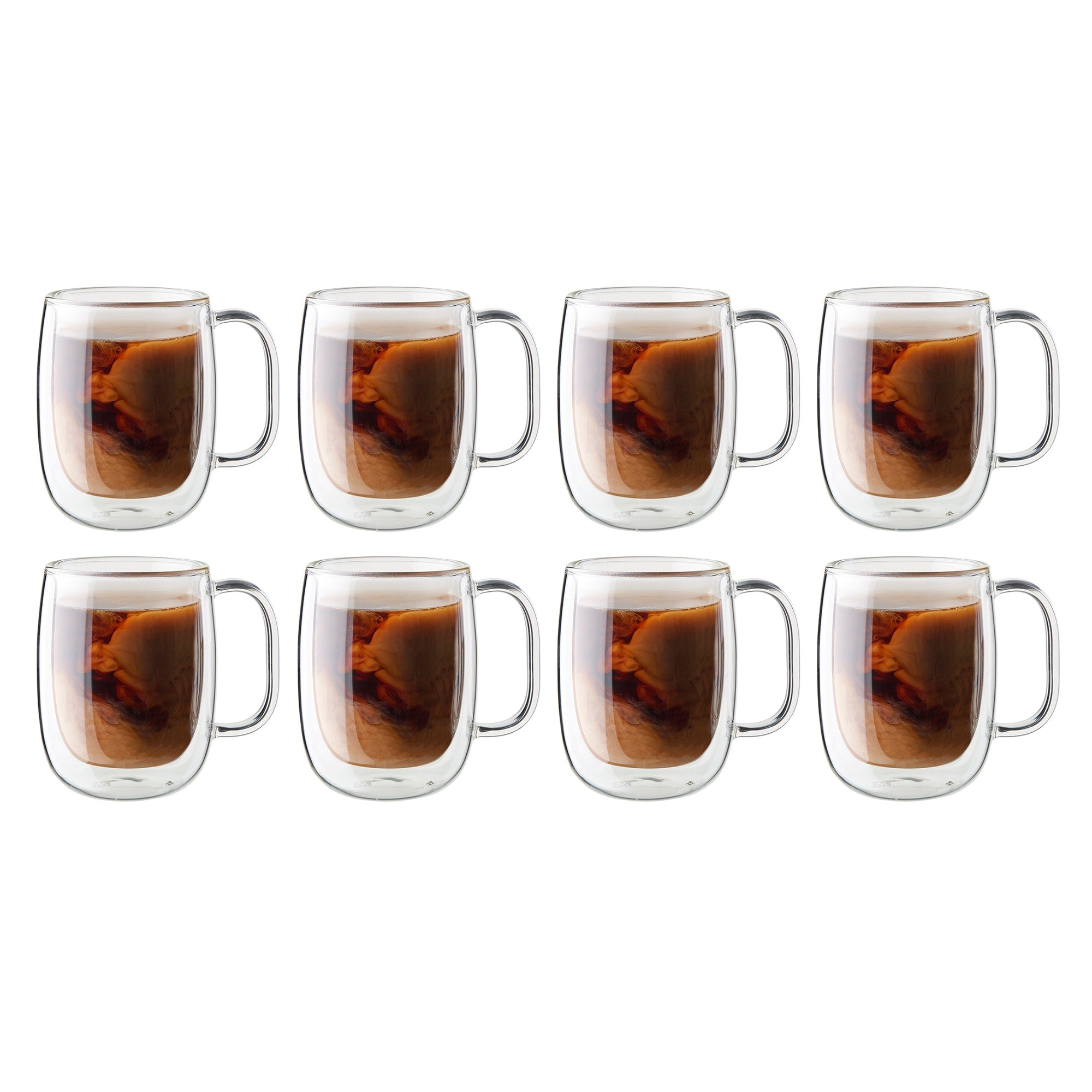 Zwilling Sorrento Plus 8 Pc Double Wall Glass Coffee Mug Set Clear