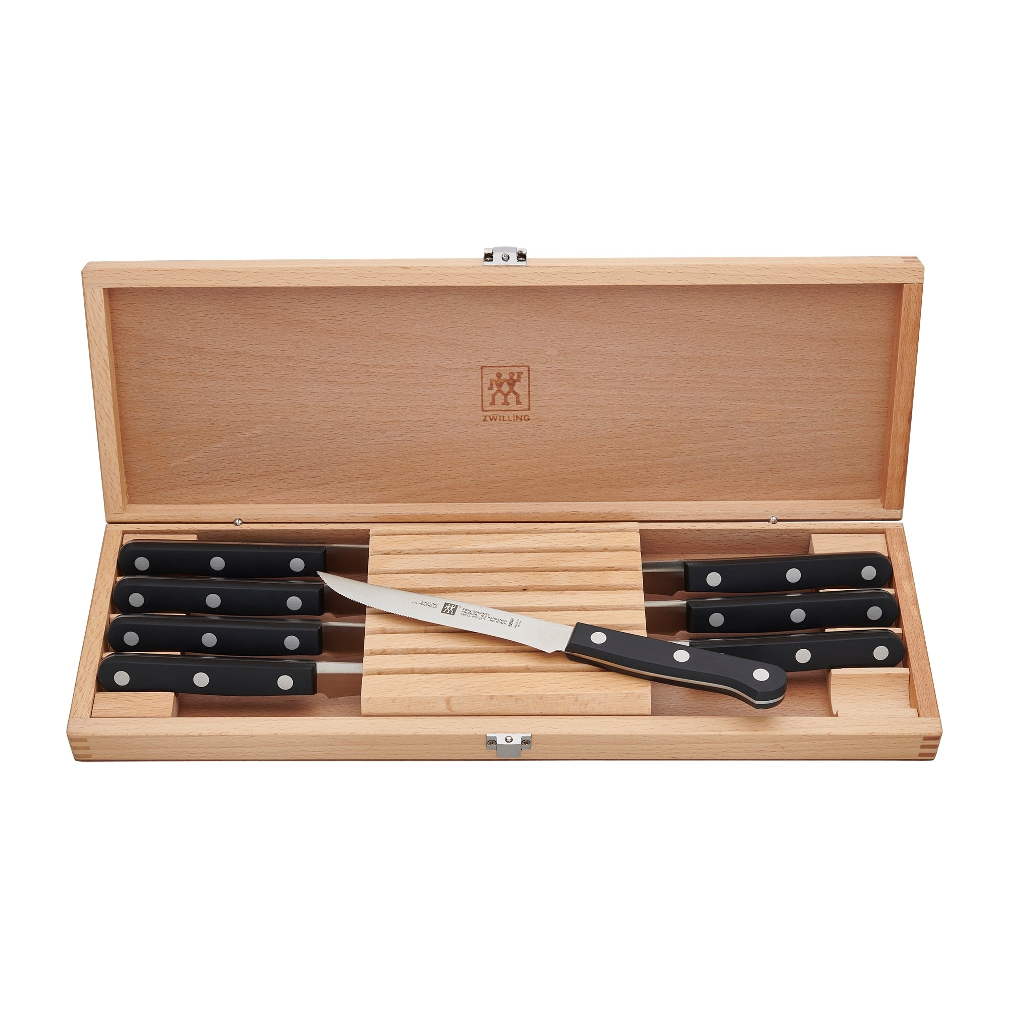 Zwilling Twin Gourmet Classic 8 Pc Steak Knife Set With Wood Case Black Stainless Steel