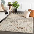 Zagora Hand Knotted Geometric Cream Brown Area Rug 8 X 10 710 X910