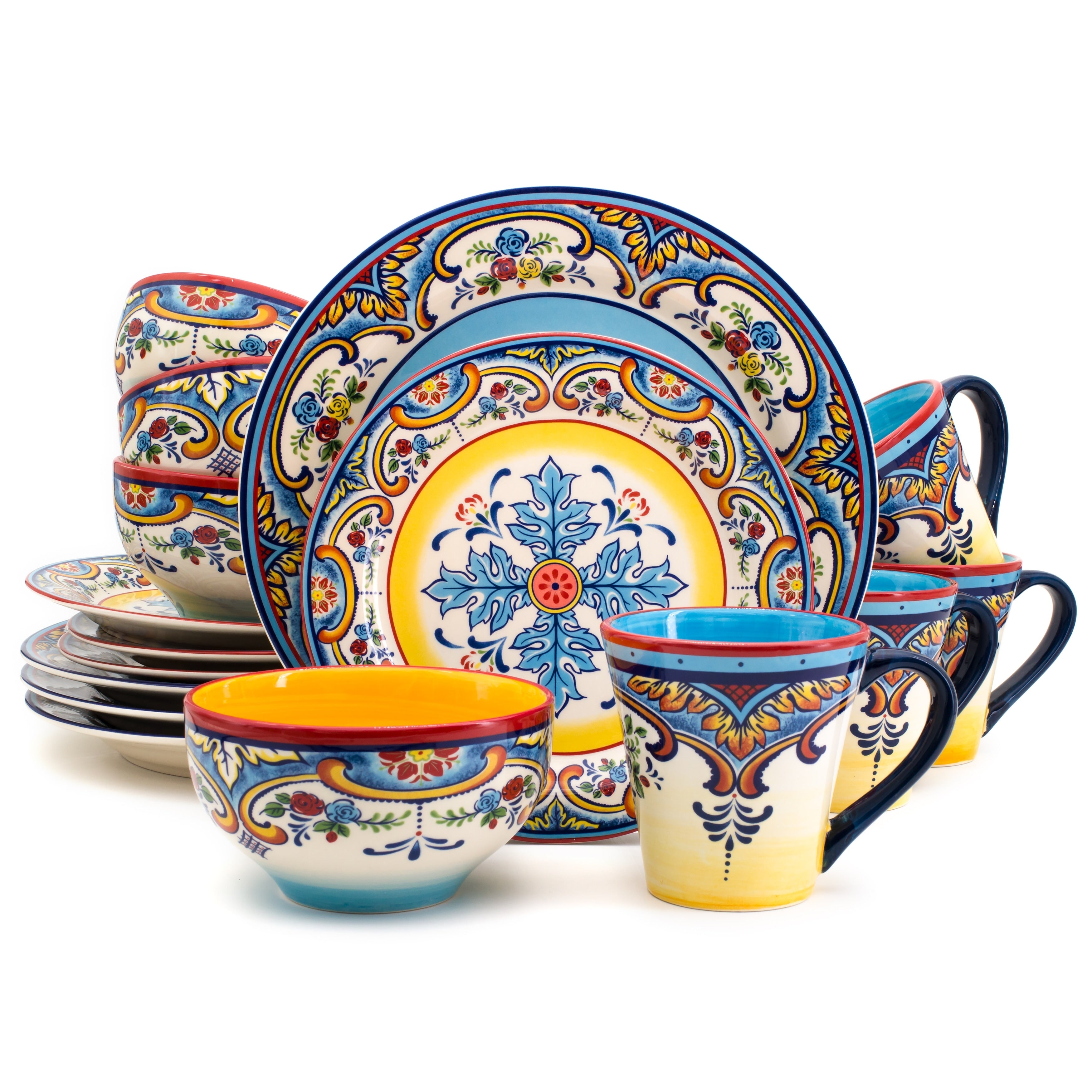 Euro Ceramica Zanzibar 16 Piece Stoneware Dinnerware Set Service For 4