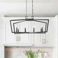 Modern Farmhouse Symmetrical Metal 8 Light Kitchen Island Chandeliers Pendants L38 Xw13 Xh18