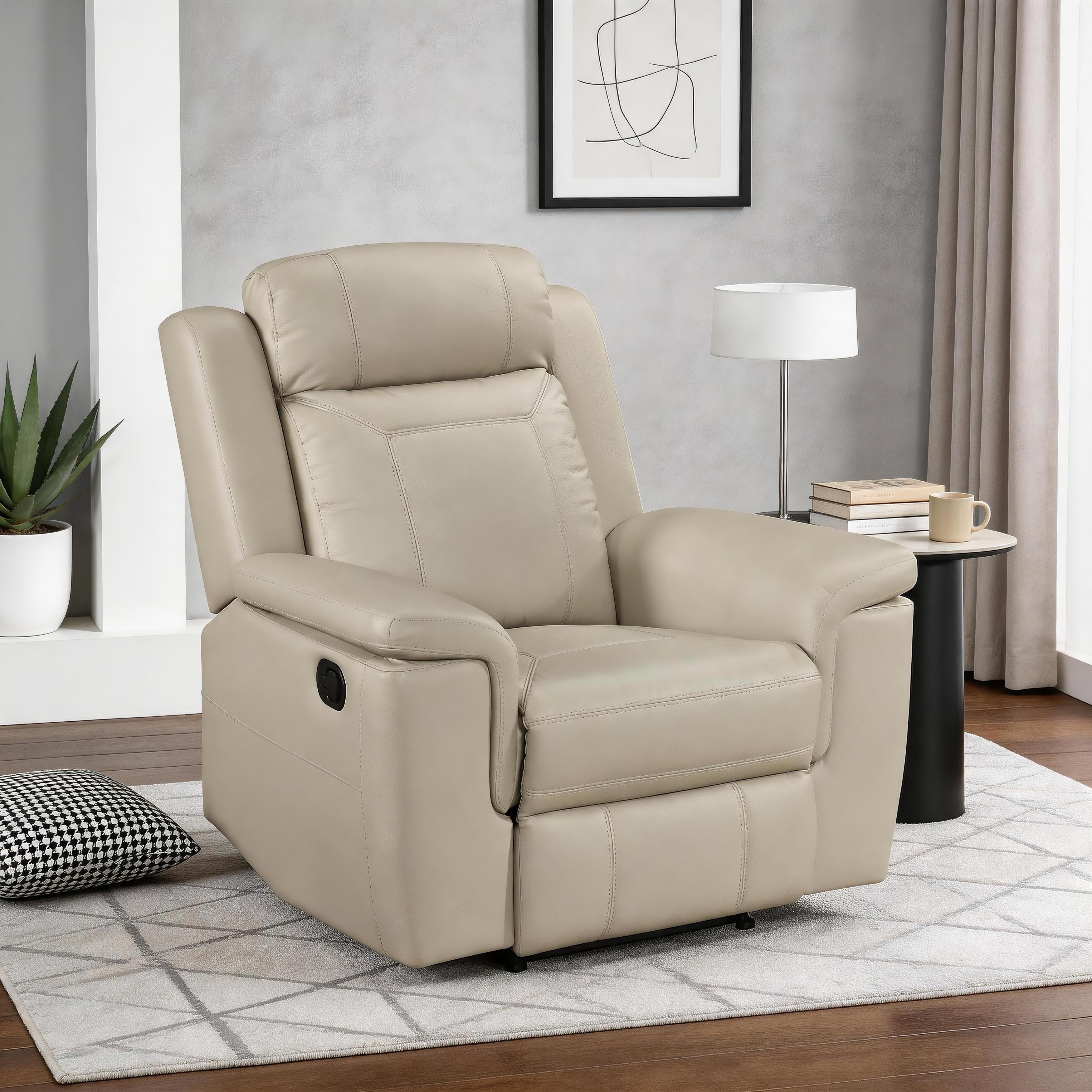 Zaria 40.5 Top Grain Leather Manual Recliner With Tab Pull Motion