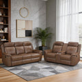 Zaria Top Grain Leather 2 Piece Manual Double Reclining Sofa Sets