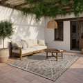 Zarina Modern Diamond Medallion Brown Beige Indoor Outdoor Area Rug