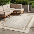 Zarina Modern Geometric Medallion Beige Tan Indoor Outdoor Area Rug