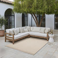 Zarina Modern Linear Pinstripe Beige Ivory Indoor Outdoor Area Rug