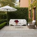 Zarina Staggered Linear Stripe Beige Tan Indoor Outdoor Area Rug