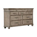 Zea Wide Dresser 9 Drawers W Chrome Handle Bun Feet Aged Oak Brown