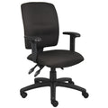 Zean Swivel Task Chair Adjustable Arms Black Crepe Fabric Rolling