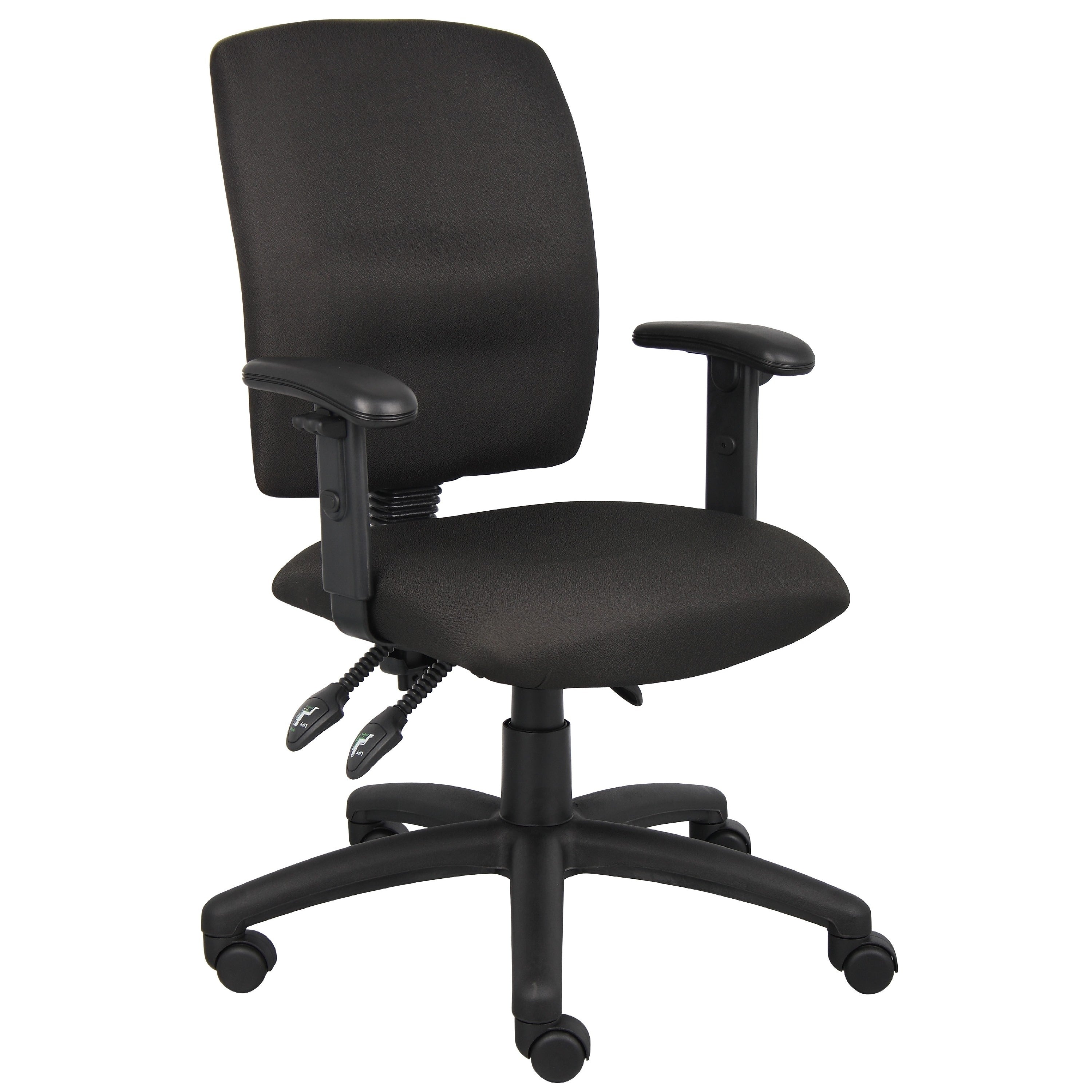 Zean Swivel Task Chair Adjustable Arms Black Crepe Fabric Rolling