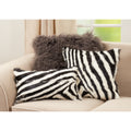 Zebra Design Goat Fur Poly Filled Throw Pillow