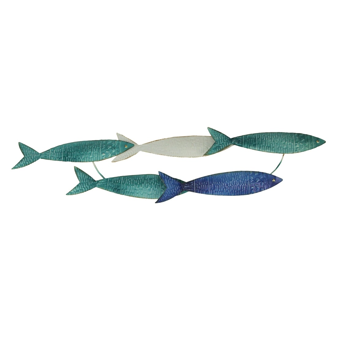 Coastal Blue Metal School Of Fish Wall Sculpture