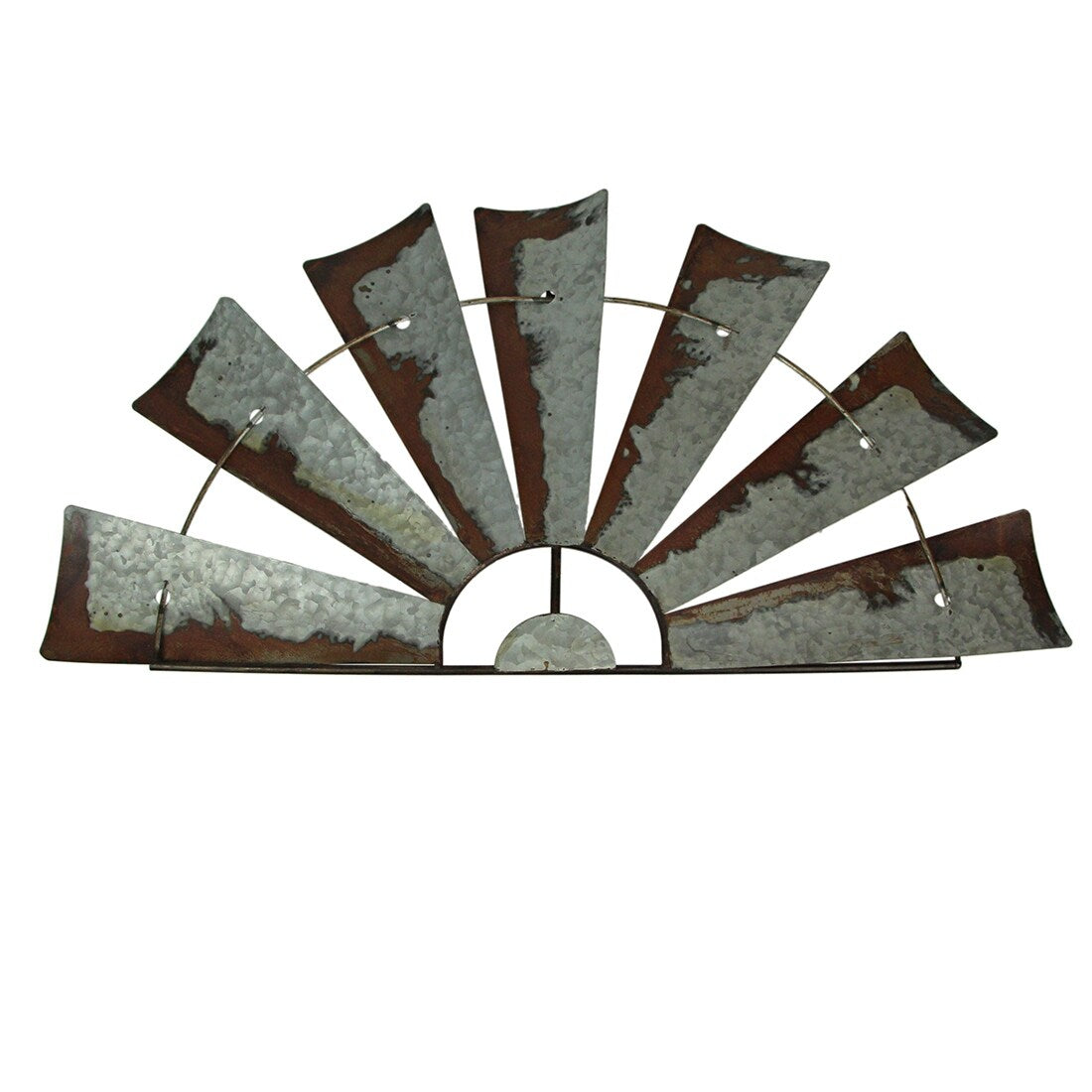 Distressed Metal Half Moon Windmill Wall Sculpture