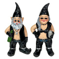 Gnoschitt And Gnofun Thirsty Biker Gnomes Statue Motorcycle Leather 8 Inch 7.5 X 3.5 X 2.5 Inches