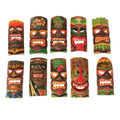 10 Piece Polynesian Party Hand Carved Island Style Wooden Tiki Masks 10 Inch 9.75 X 4.75 X 1.5 Inches