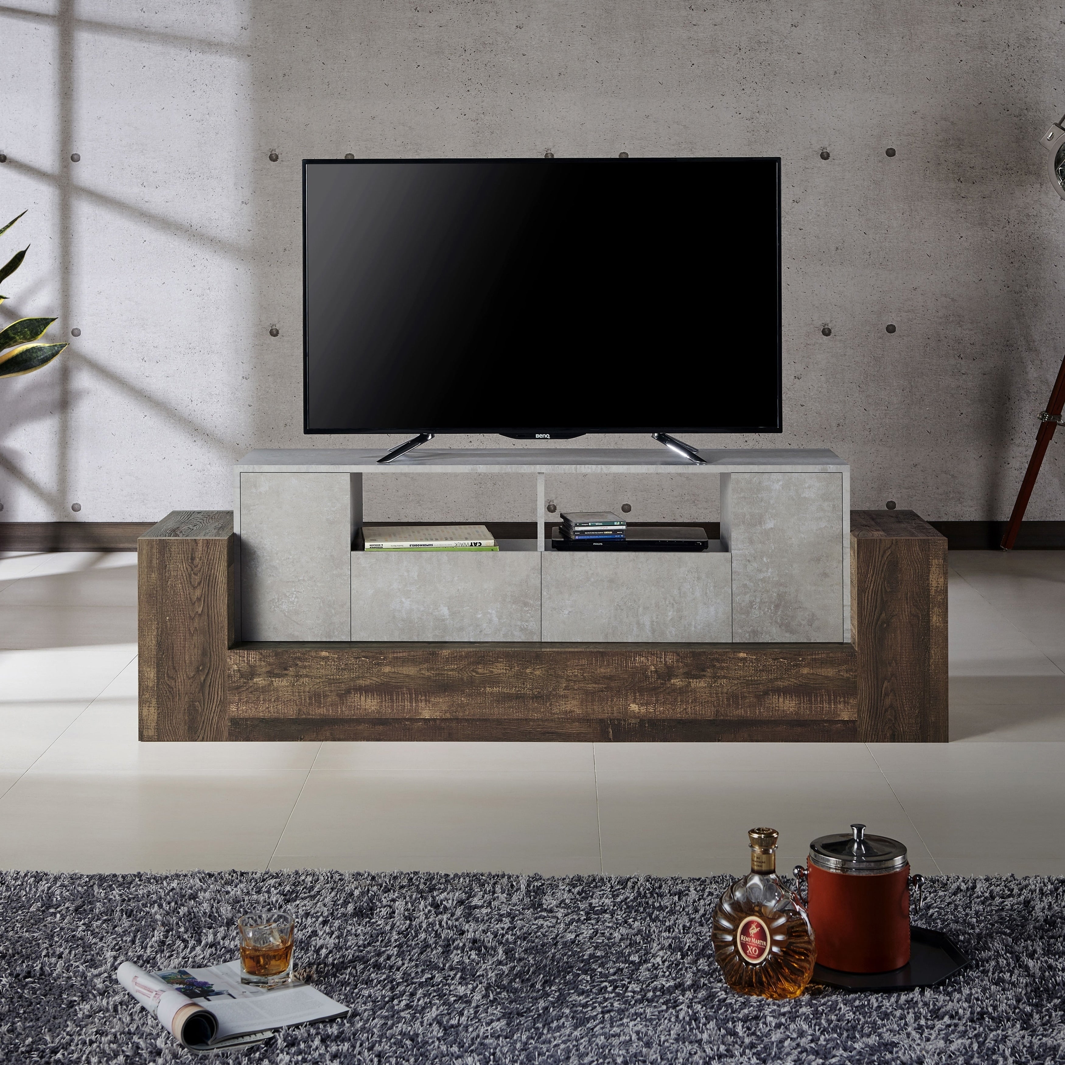 Furniture Of America Zeddy Industrial Faux Concrete Tv Stand