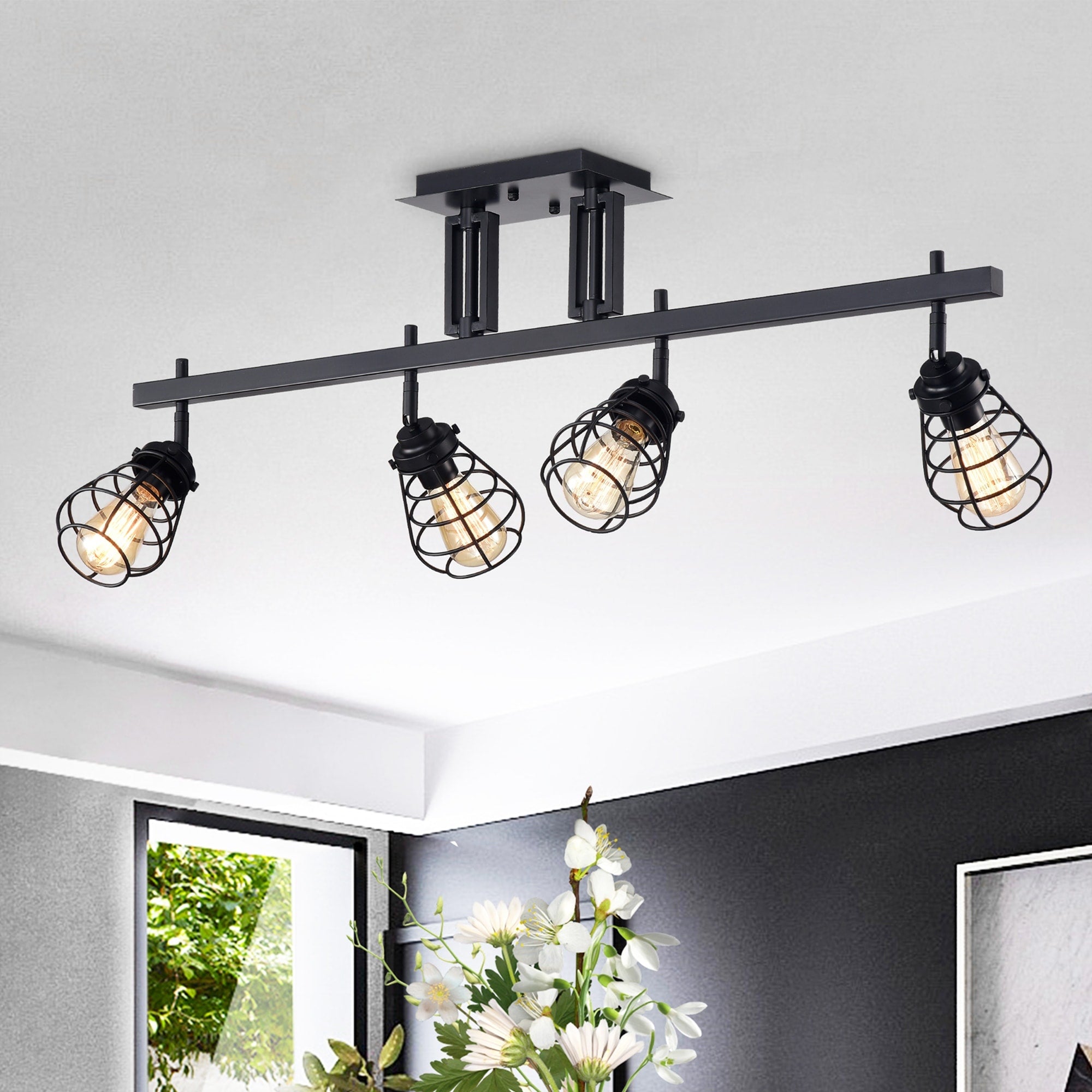 Zefina Matte Black 4 Light Track Light