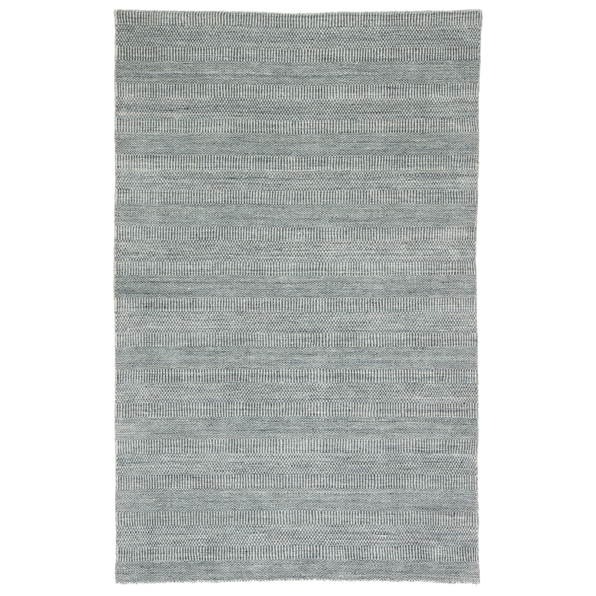 Zen Handmade Geometric Ivory Dark Blue Runner Rug 3 X 12