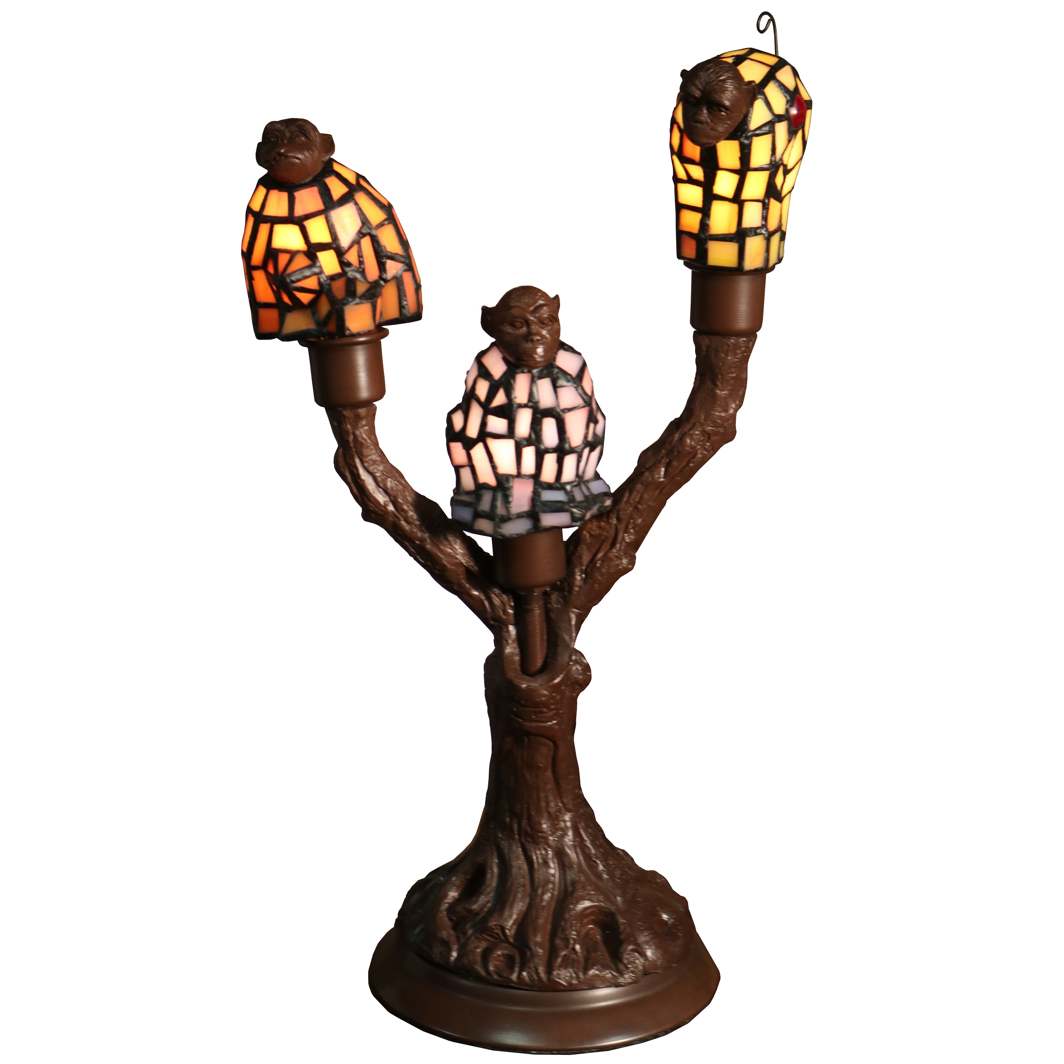 Zendaya 3 Light Monkey Shaped 17 Inch Tiffany Style Table Lamp